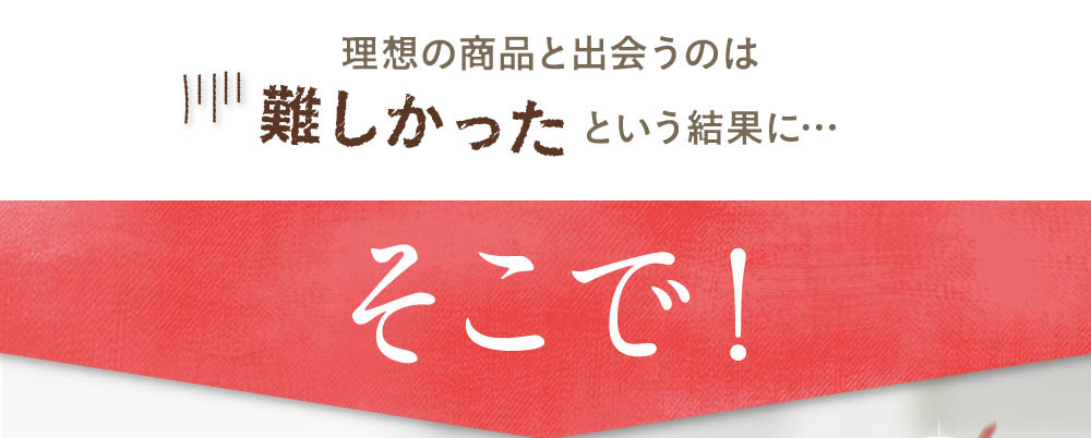 理想の商品と出会うのは難しかったという結果に・・・そこで！