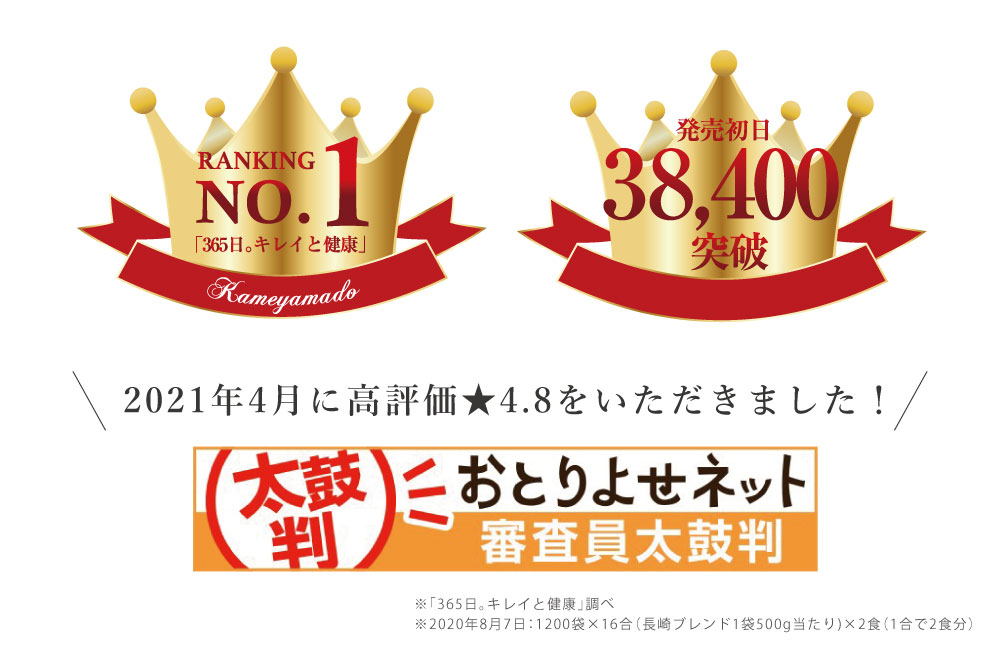 雑穀米ランキング1位(365日。キレイと健康)、発売初日38,400食突破！