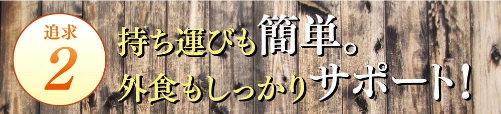 追及2、持ち運びも簡単。外食もしっかりサポート