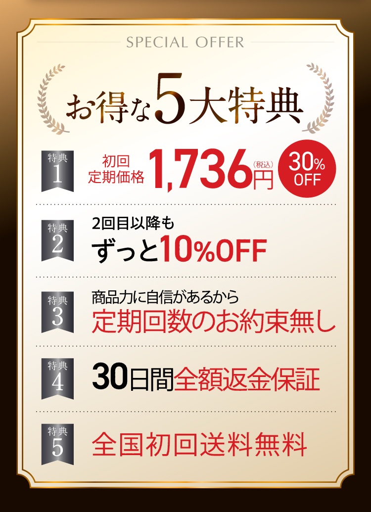 お得な5大特典