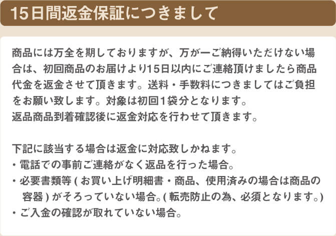 90日間返金保証につきまして