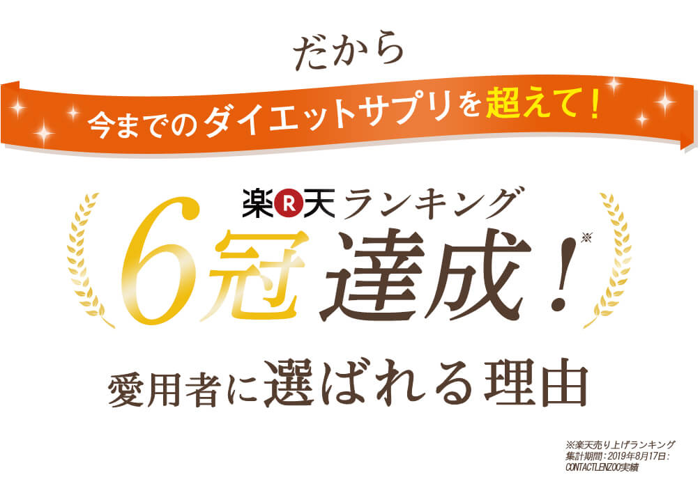 だから今までのダイエットサプリを超えて！楽天ランキング6冠達成！愛用者に選ばれる理由。