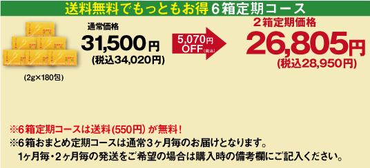 送料も無料で最もお得な6箱定期コース